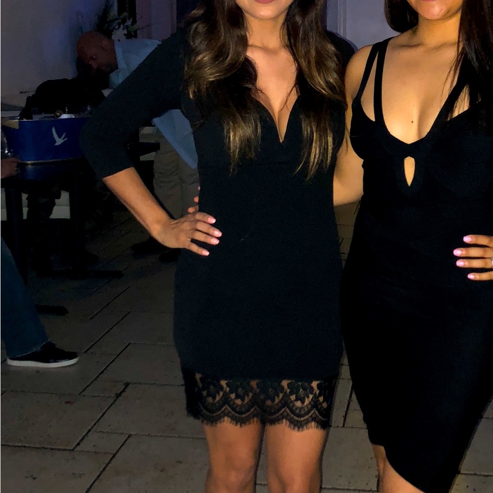 Lulu’s Black Dress with Lace Bottom